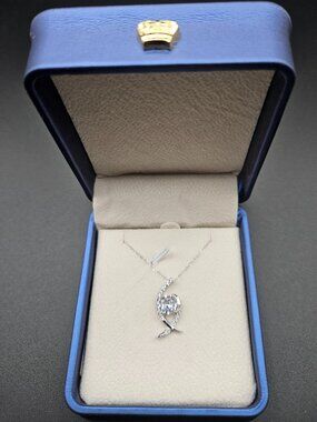 S925 Sterling Silver CZ Swirl Pendant Necklace 20" Adj